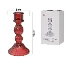 CANDELABRO DE VIDRIO ROJO REF:ES27926 8X15CM