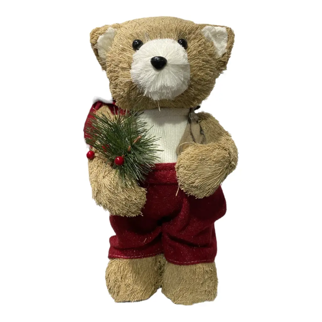 OSO NAVIDEÑO DOS MODELOS DE YUTE Y TELA 16X18X33CM