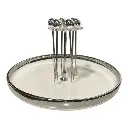 PLATO FRUTERO PORCELANA CON TENEDORES 7PCS. 21CM