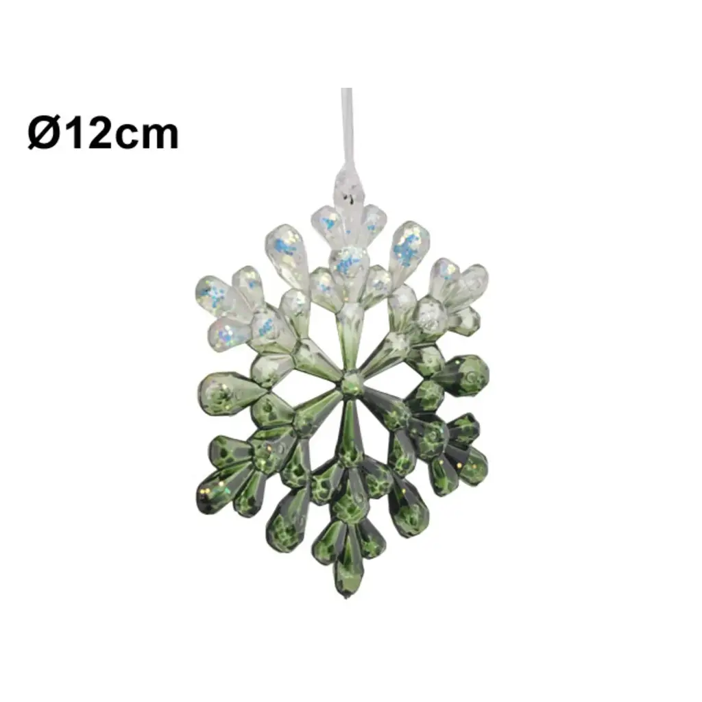 COLGANTE NAVIDEÑO COPO NIEVE ACRILICO VERDE REF:ES26873 12CM