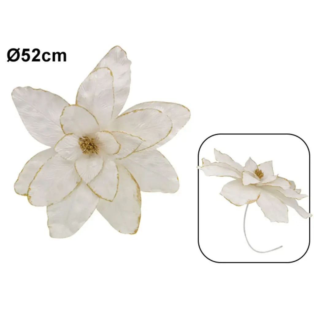 FLOR NAVIDEÑA BEIGE FILO DORADO Ø52CM