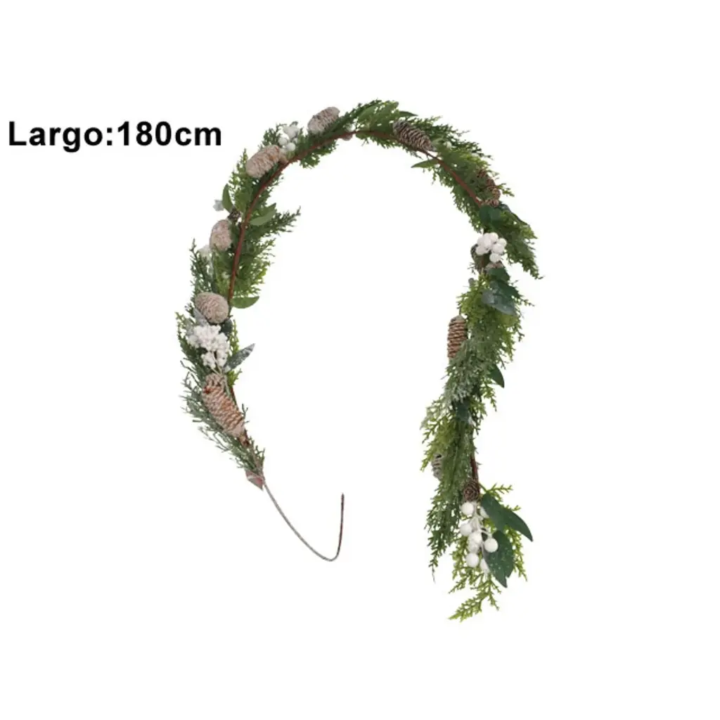 GUIRNALDA NAVIDEÑA PIÑAS FRUTOS BLANCOS RAMA PINO REF:ES26559 180CM