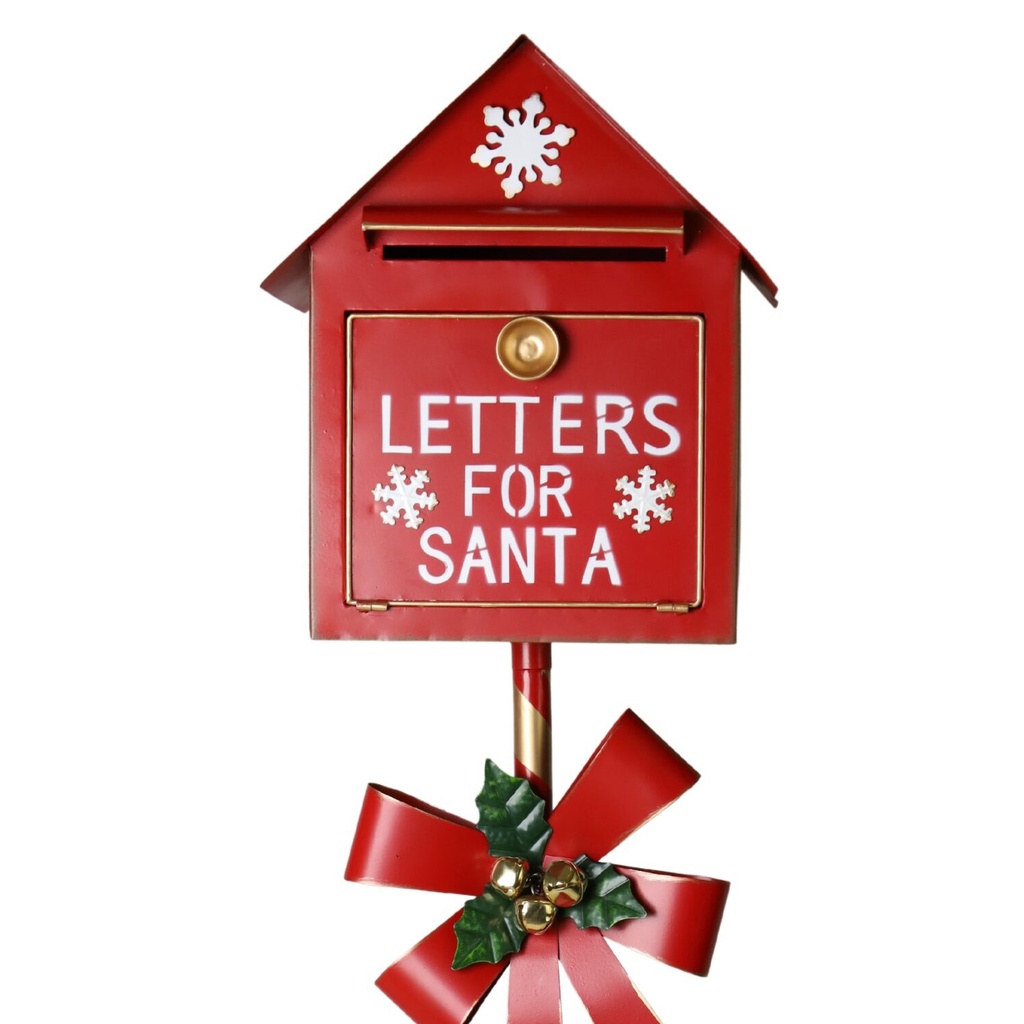 BUZON NAVIDEÑO METALICO ROJO 31X18X102CM