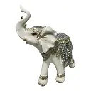 ELEFANTE DECOR POLIRESINA CELESTE/BLANCO 20X9X24CM