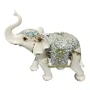 ELEFANTE POLIRESINA CELESTE/BLANCO 28X14X30CM