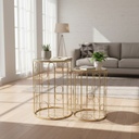 SET DE 2 MESAS DE HIERRO CON BASE DE ESPEJO 38X52 CM Y 32X46CM