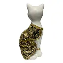 GATO DECOR POLIRESINA BLANCO/NEGRO DORADO 12X9X26CM