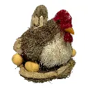 GALLINA DECOR DE PAJA CON NIDO/HUEVOS 20X19X18CM