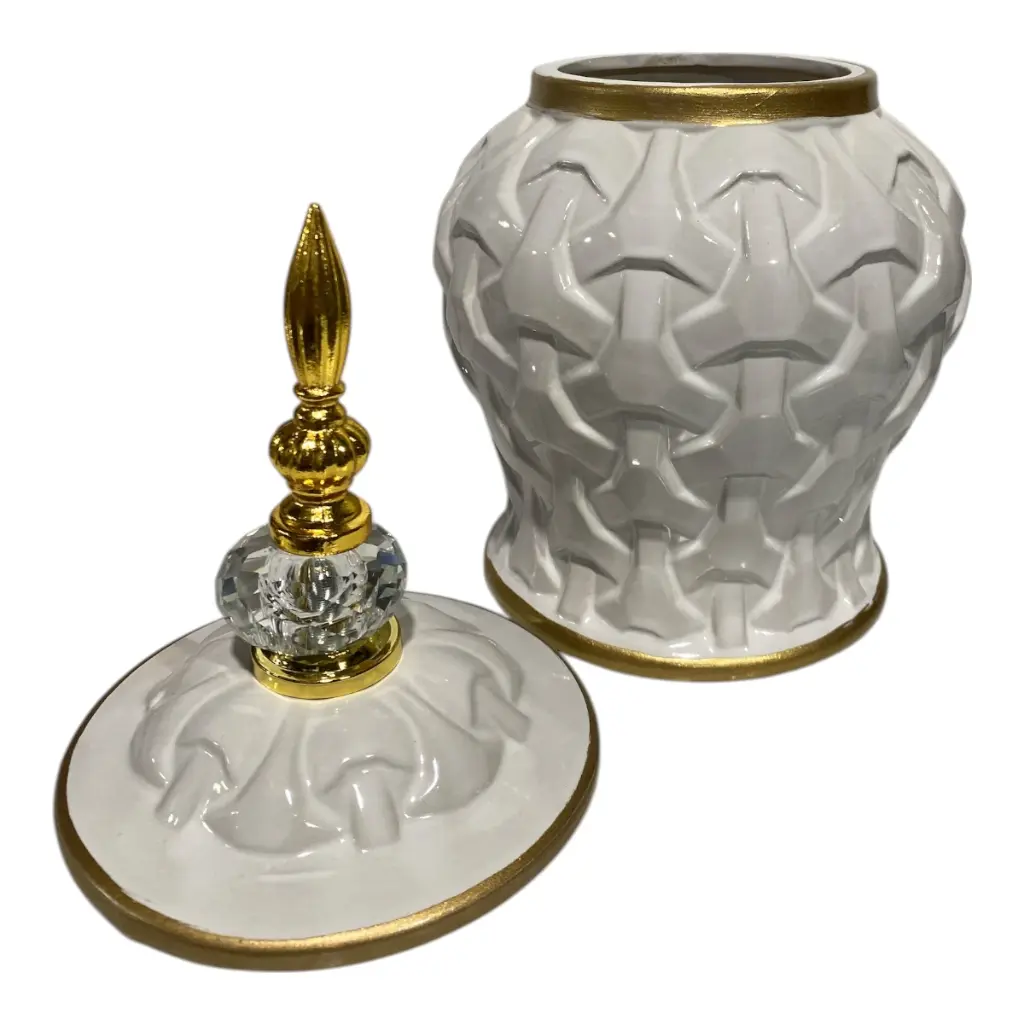 TIBOR BLANCO/DORADO DE PORCELANA 15X30CM