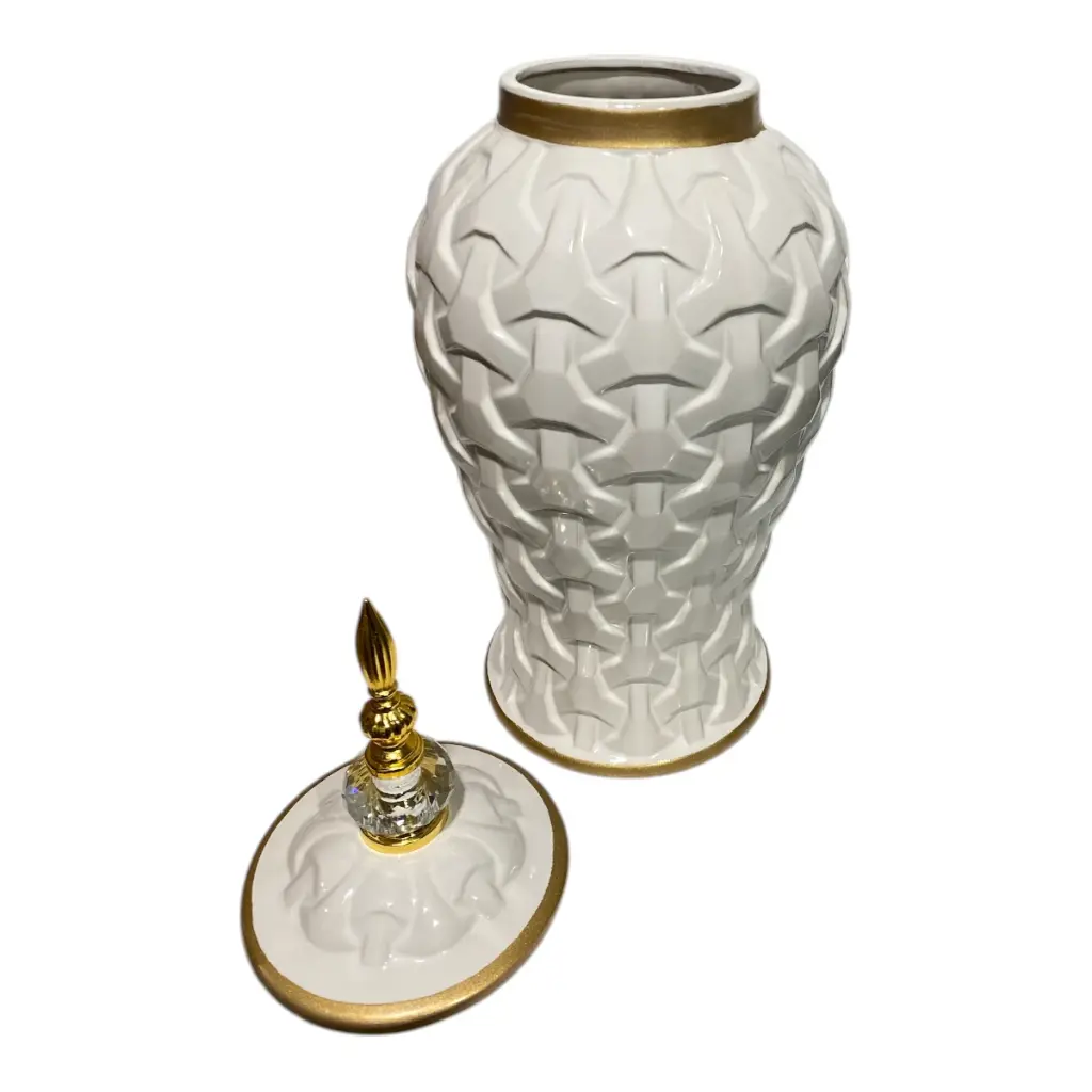 TIBOR BLANCO/DORADO DE PORCELANA 15X30CM