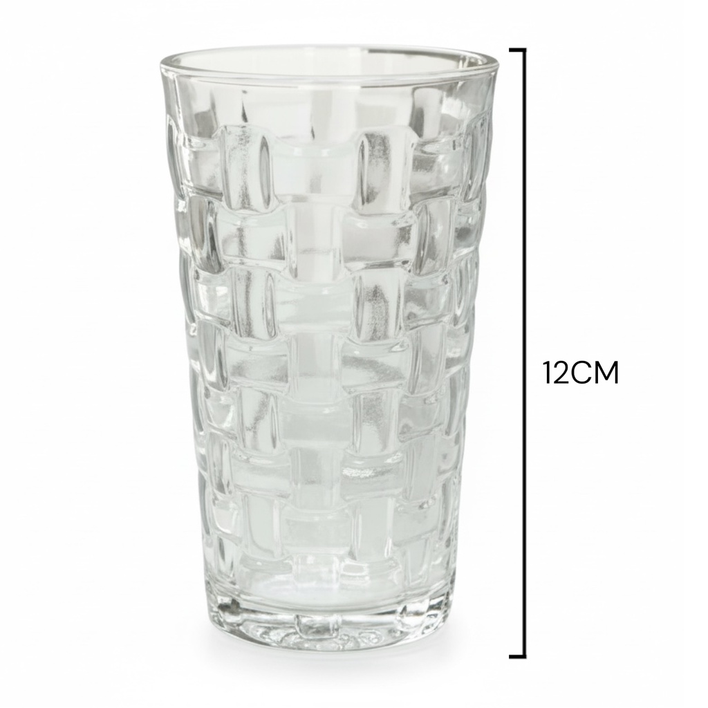 SET DE 6 VASOS DE CRISTAL DISEÑO TEJIDO