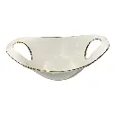 FLORERO DE PORCELANA BLANCO FILO DORADO 34X22X12CM