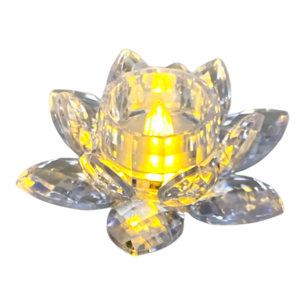 VELA CANDELABRO LED ACRILICA FORMA DE FLOR DE LOTO 11X4.5CM