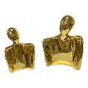 PAREJA ABSTRACTA PORCELANA DORADA 14X7X21CM, 20X11X26CM