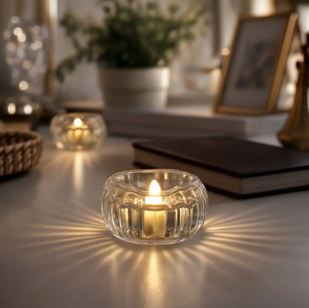 VELA CANDELABRO LED ACRILICA FORMA DE CORAZON 6X5.5X3.5CM