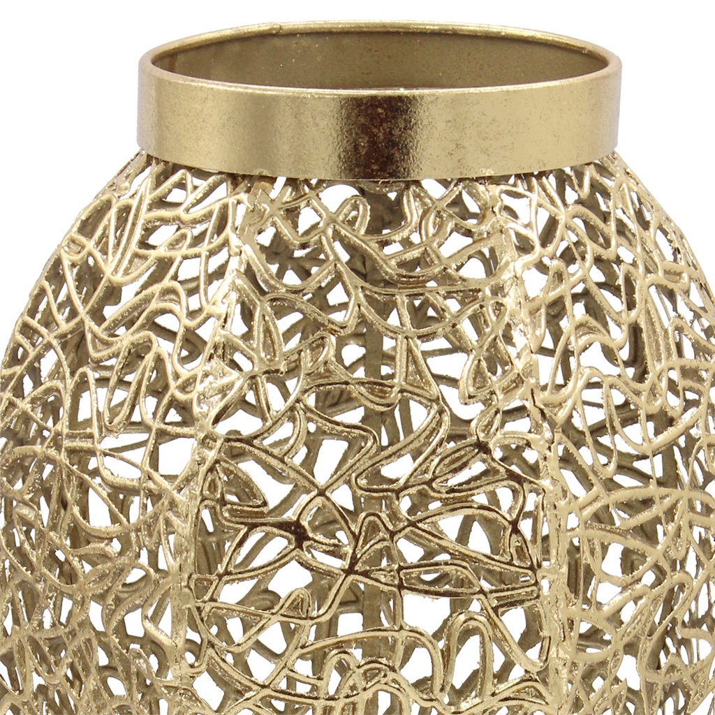 JARRON METALICO DORADO 24X24X44CM