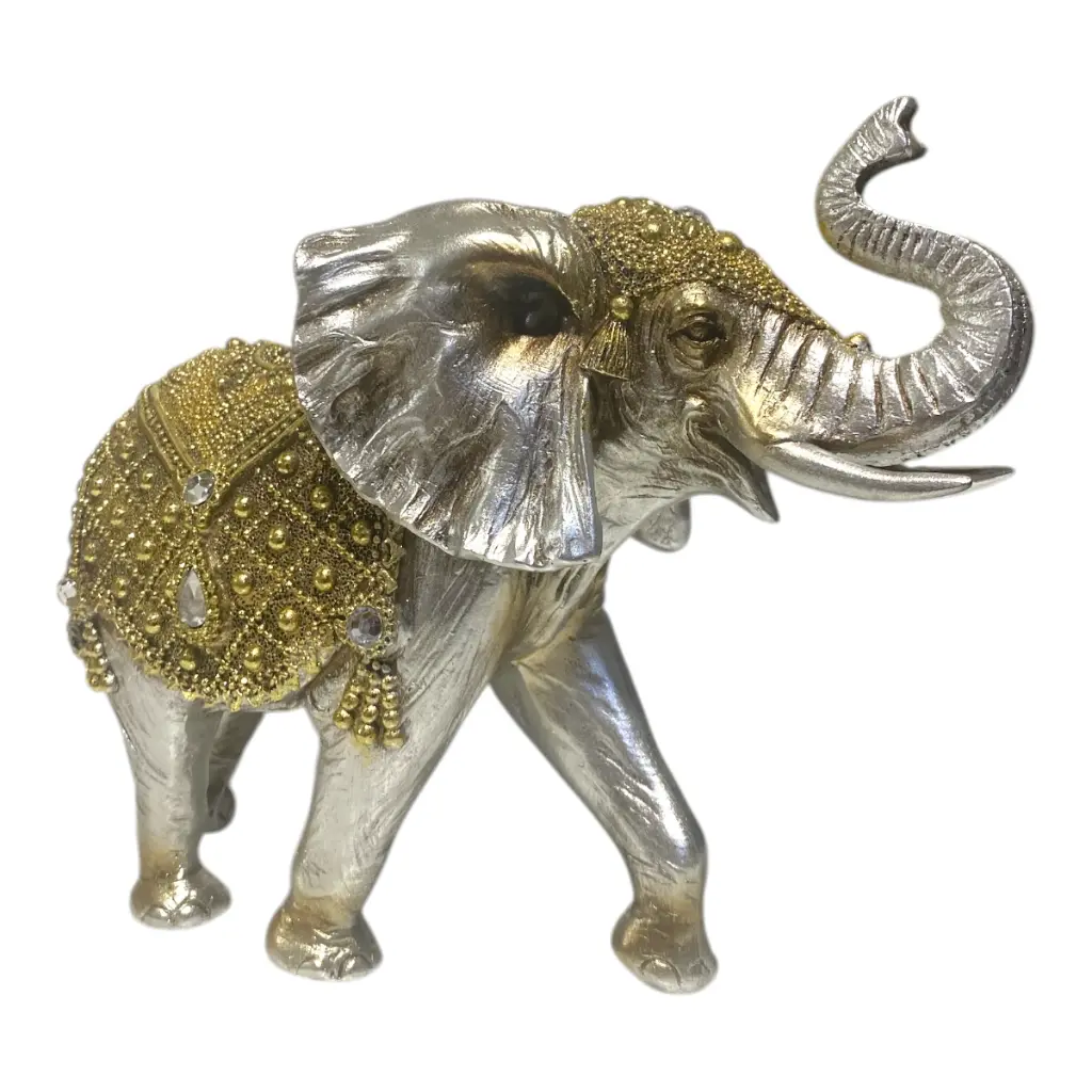 ELEFANTE DORADO/PLATEADO POLIRESINA 24X10X18CM