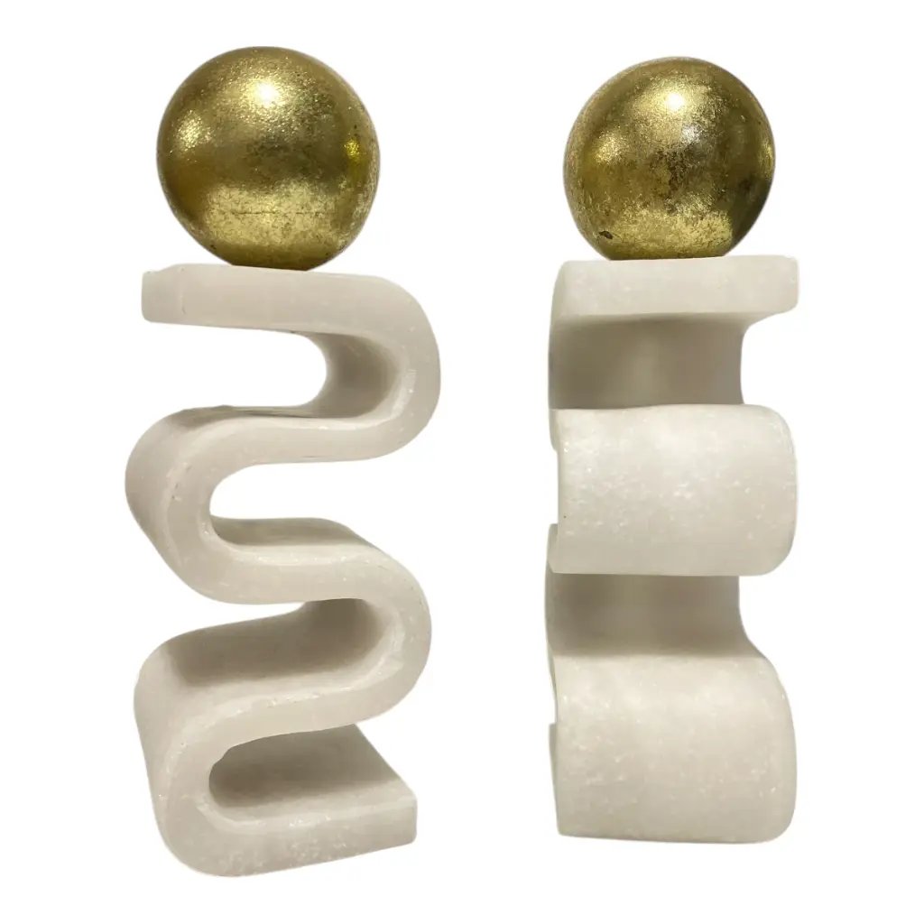 FIGURA ABSTRACTA DECOR PIEDRA DE CUARZO/DORADO 8X6X23CM