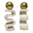 FIGURA ABSTRACTA DECOR PIEDRA DE CUARZO/DORADO 8X6X23CM