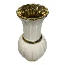 FLORERO DE PORCELANA BLANCO FILO DORADO 10X10X20CM