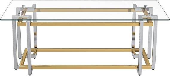 MESA DE VIDRIO TEMPLADO Y HIERRO CROMADO 120X60X45CM