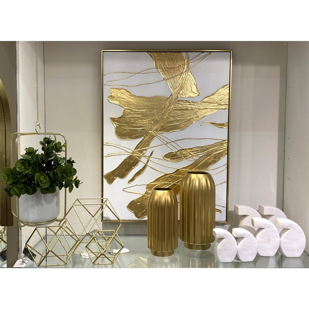 CUADRO C/MARCO HOJAS DORADO 62X4.5X82CM