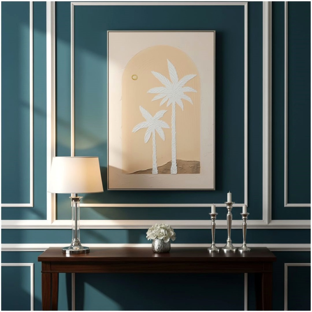 CUADRO AL OLEO C/MARCO PALMERAS 70X110CM