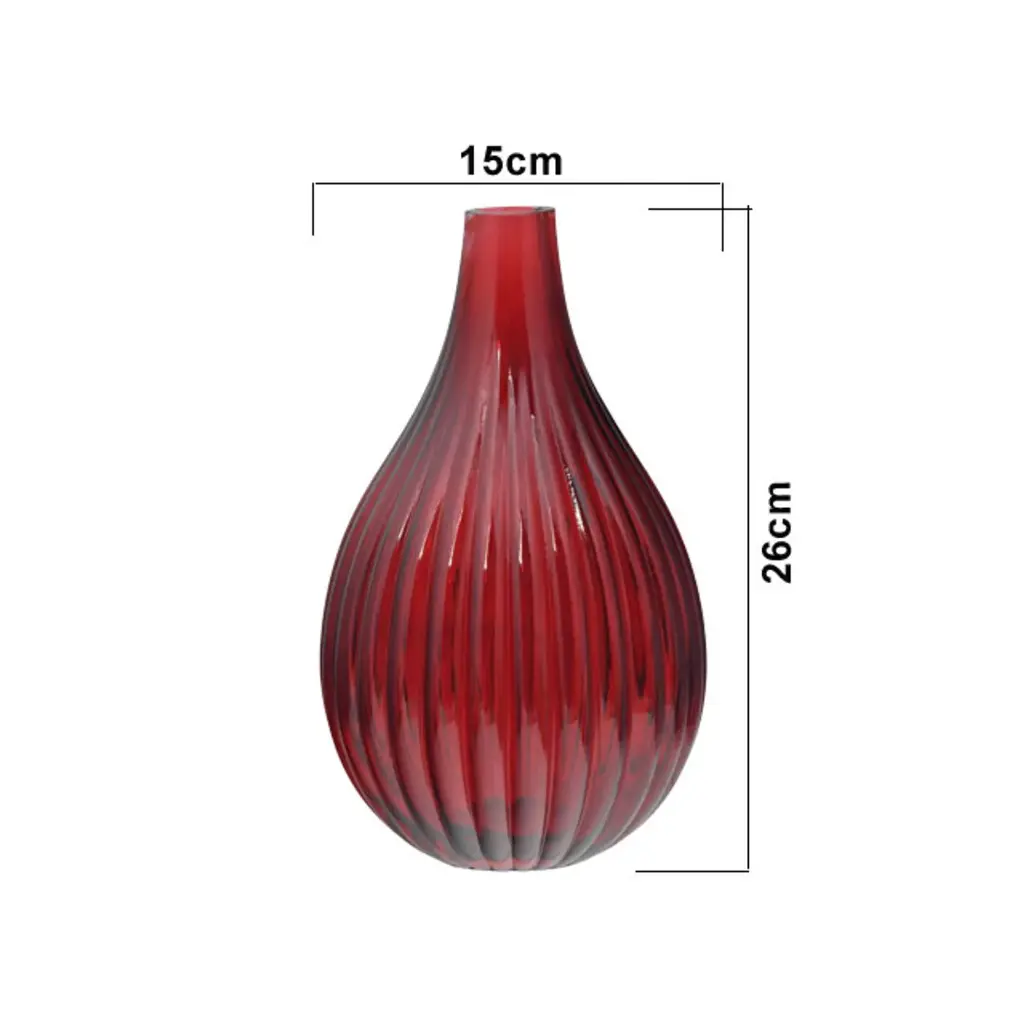 FLORERO DE VIDRIO ROJO MODA REF:MASCUBE-22 15X25CM