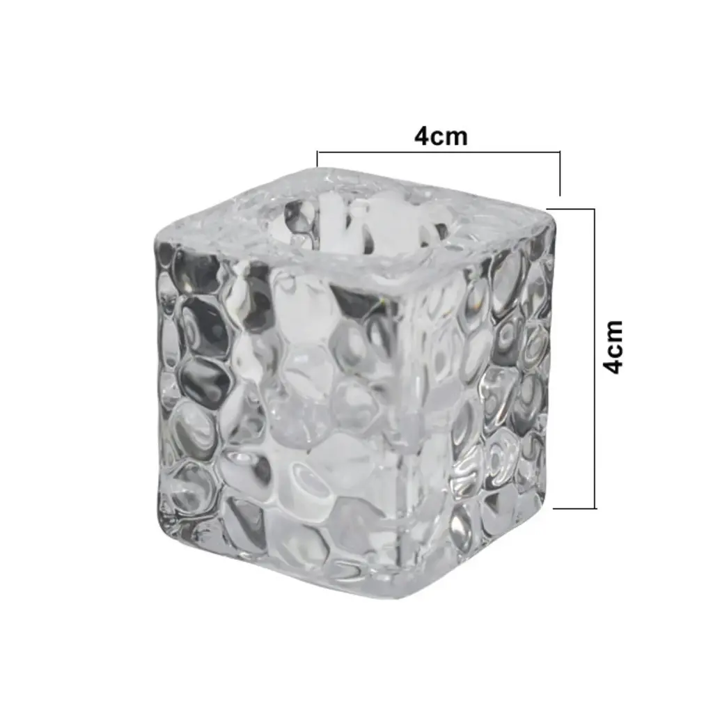 CANDELABRO DE VIDRIO CUBO HIELO REF:ES27906 4X4X4CM