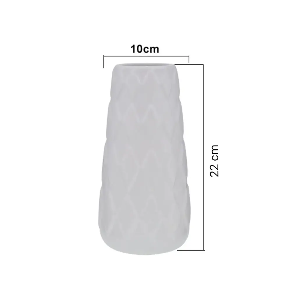 FLORERO DE CERAMICA BLANCO ROMBOS REF:HM0889 12X21CM