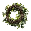 CORONA ARTF. DE EUCALIPTO CON BASE DE BEJUCO 60CM