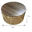 SET DE 3 MESAS METALICAS TEJIDAS DE FIBRA NATURAL Y BASE MADERA REF:PT151-028 41X28CM, 55X33CM, 70X38CM