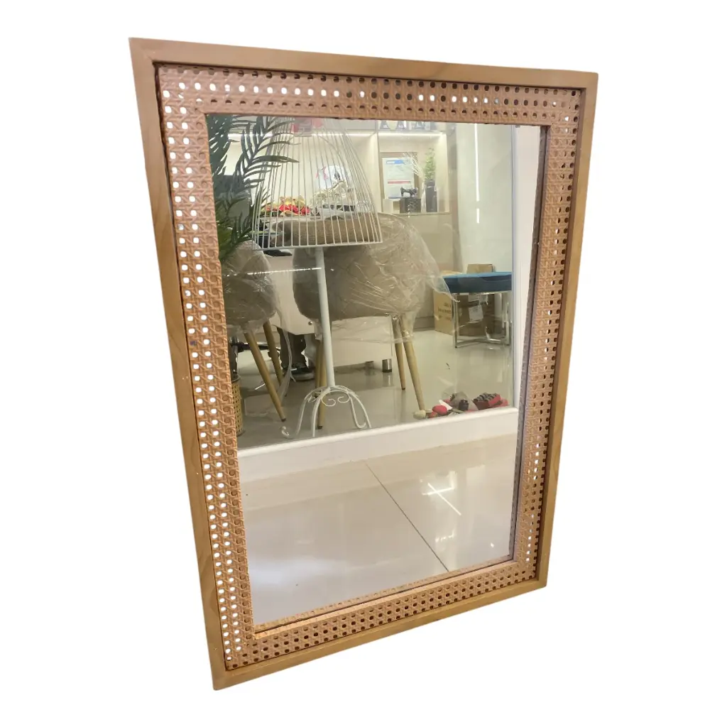ESPEJO METALICO MARCO DE MADERA NATURAL 61X89X4CM