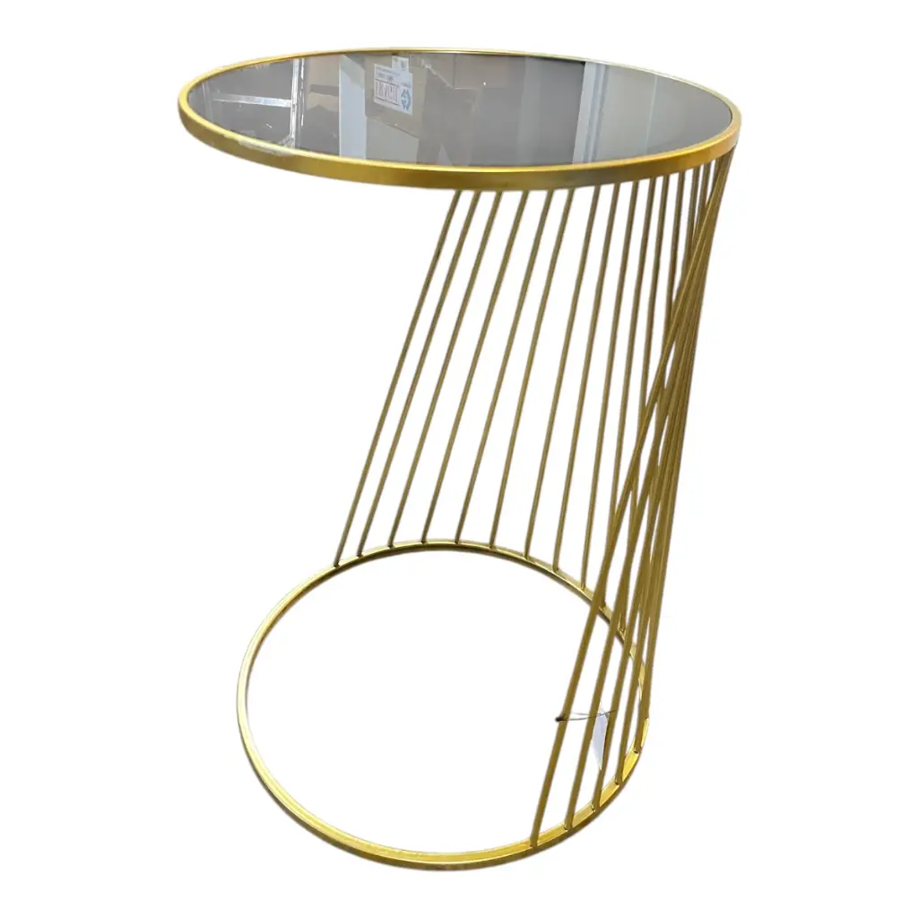 MESA METALICA DORADA BASE DE ESPEJO NEGRO SETX2 PZS. 38X56CM, 33X51CM