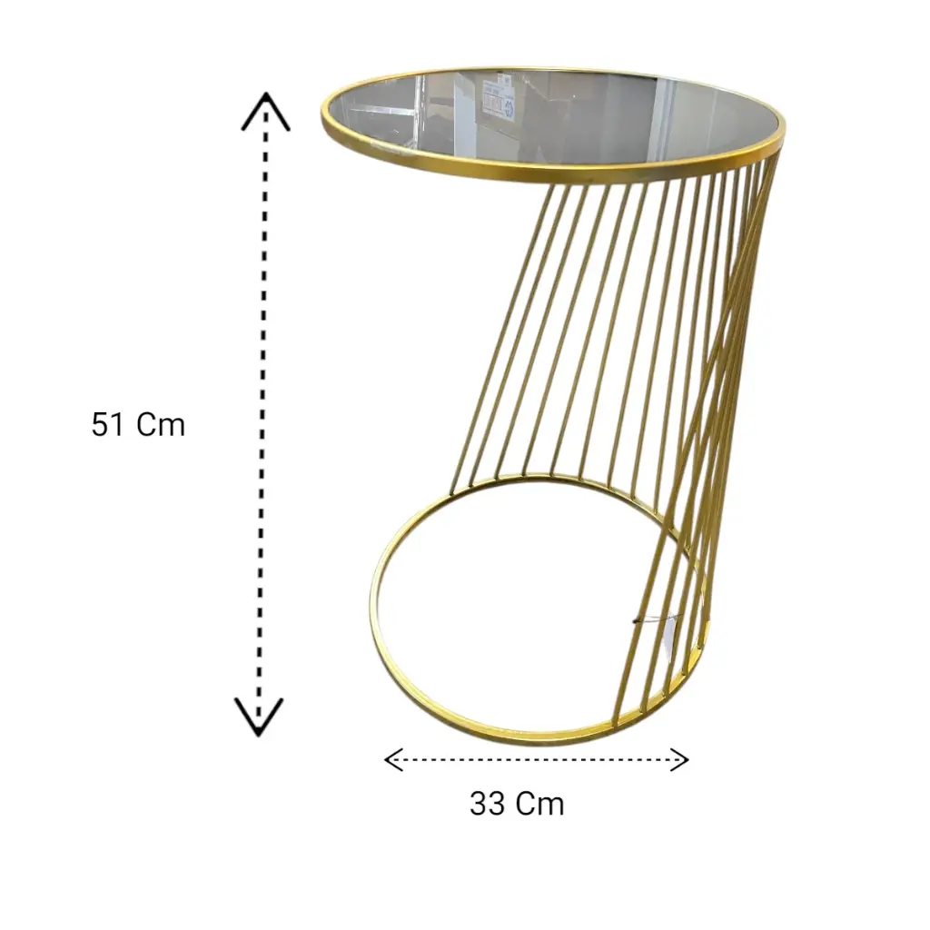 MESA METALICA DORADA BASE DE ESPEJO NEGRO SETX2 PZS. 38X56CM, 33X51CM