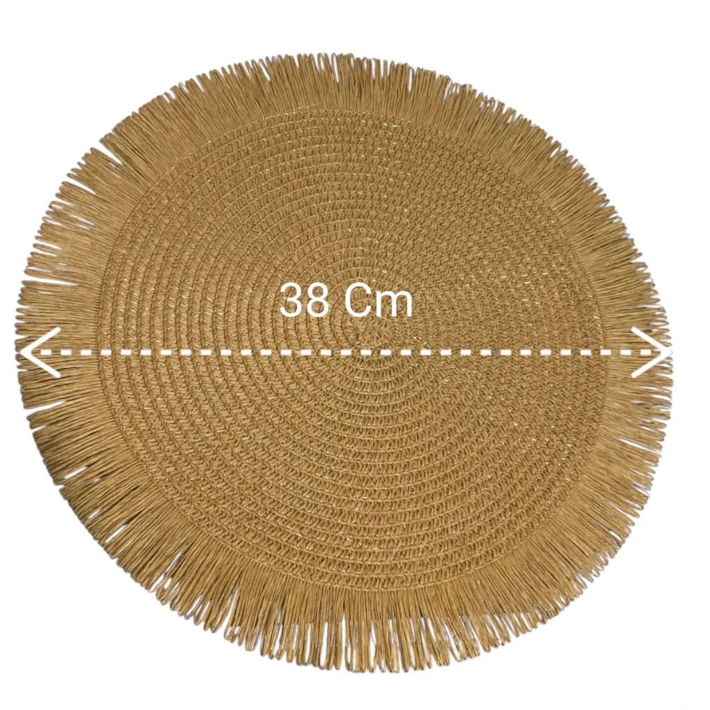 INDIVIDUAL REDONDO CAFÉ CON FLECOS 38 CM