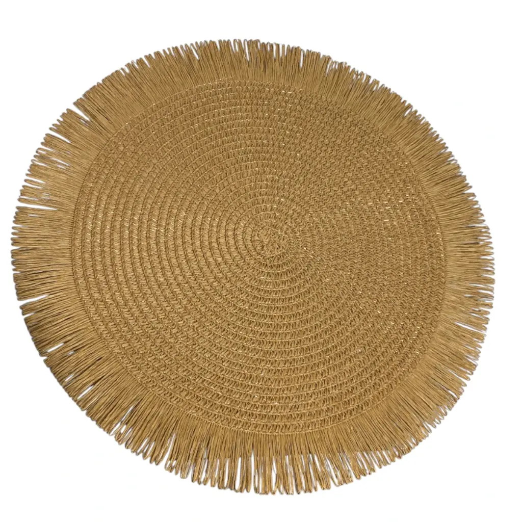 INDIVIDUAL REDONDO CAFÉ CON FLECOS 38 CM