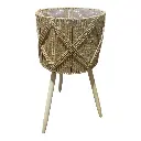 MACETEROS TEJIDO NATURAL MADERA/HIERRO SETX3. 29X57, 26X45, 22X35CM