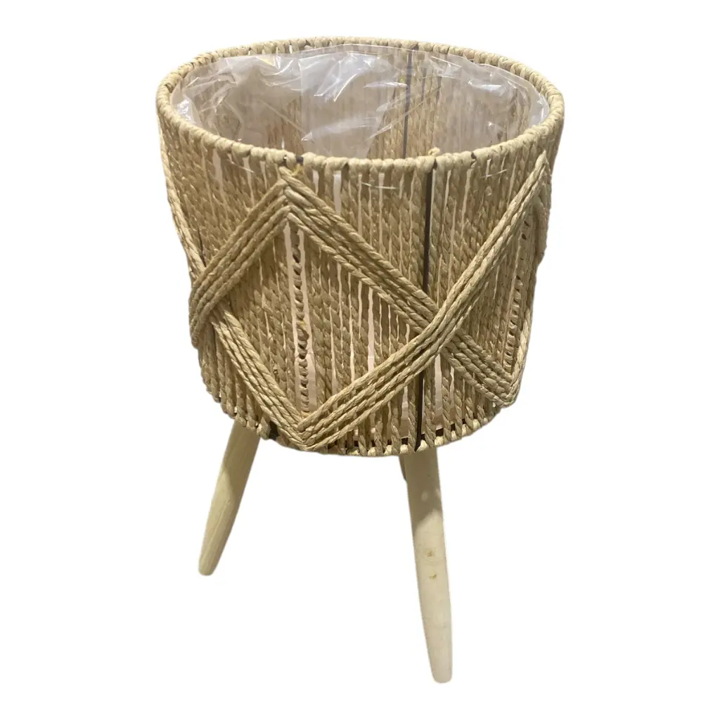 MACETEROS TEJIDO NATURAL MADERA/HIERRO SETX3. 29X57, 26X45, 22X35CM