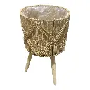 MACETEROS TEJIDO NATURAL MADERA/HIERRO SETX3. 29X57, 26X45, 22X35CM