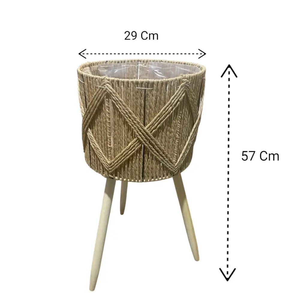 MACETEROS TEJIDO NATURAL MADERA/HIERRO SETX3. 29X57, 26X45, 22X35CM