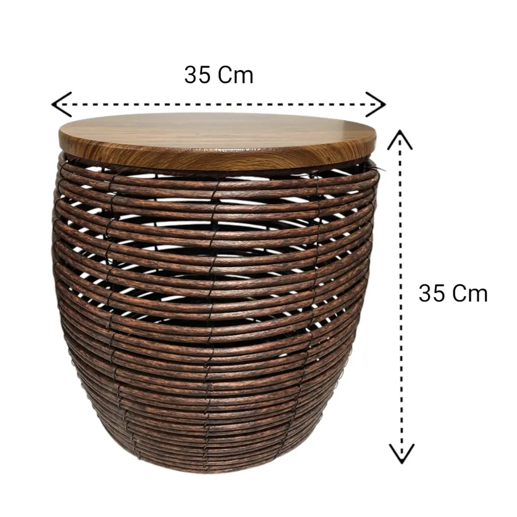 MESAS CAFE REDONDA TEJIDO NATURAL SETX3, PT151-031. 30X30CM, 35X35CM, 45X38CM