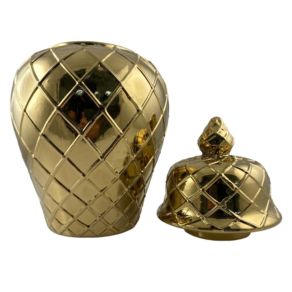 ANFORA C/ TAPA DORADO 16*16*28.5CM