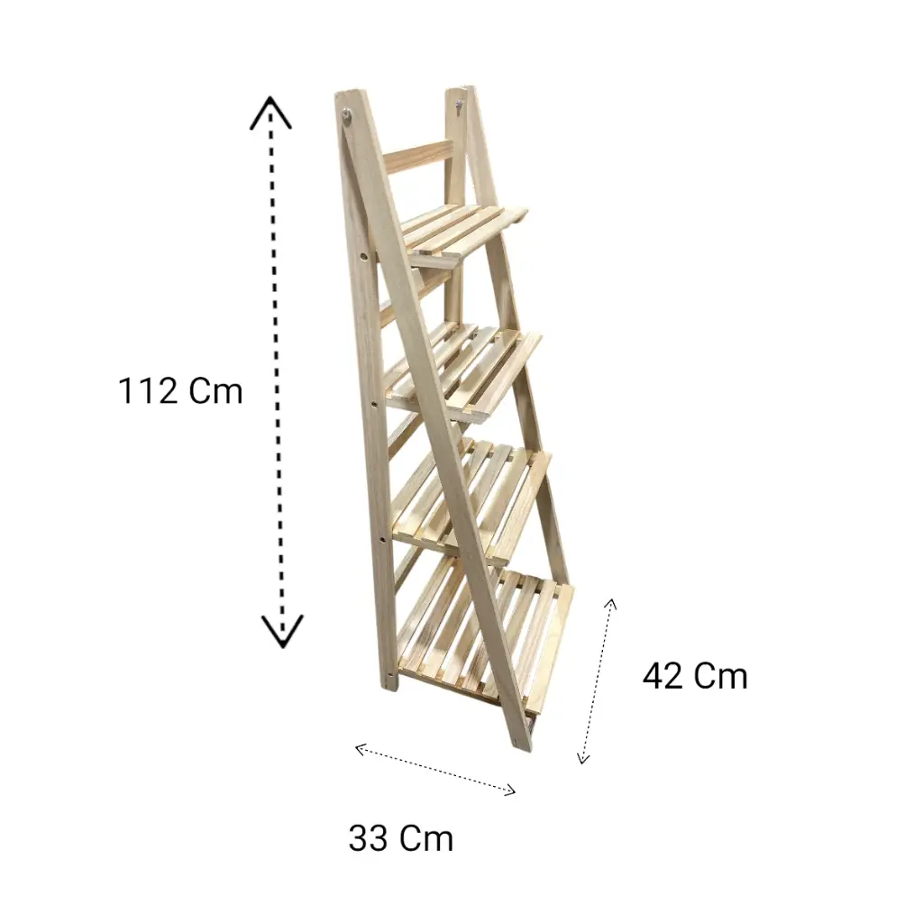 IC580-32 PORTA MACETAS MADERA 4 PISOS 42X33X112CM