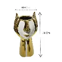 FLORERO PORCELANA DORADO/BLANCO ROSTRO Ø14X31CM