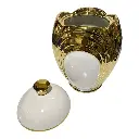 TIBOR DE PORCELANA DORADO/BLANCO Ø17 X 26 Cm