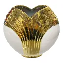 FLORERO PORCELANA DORADO/BLANCO 23X10X26CM