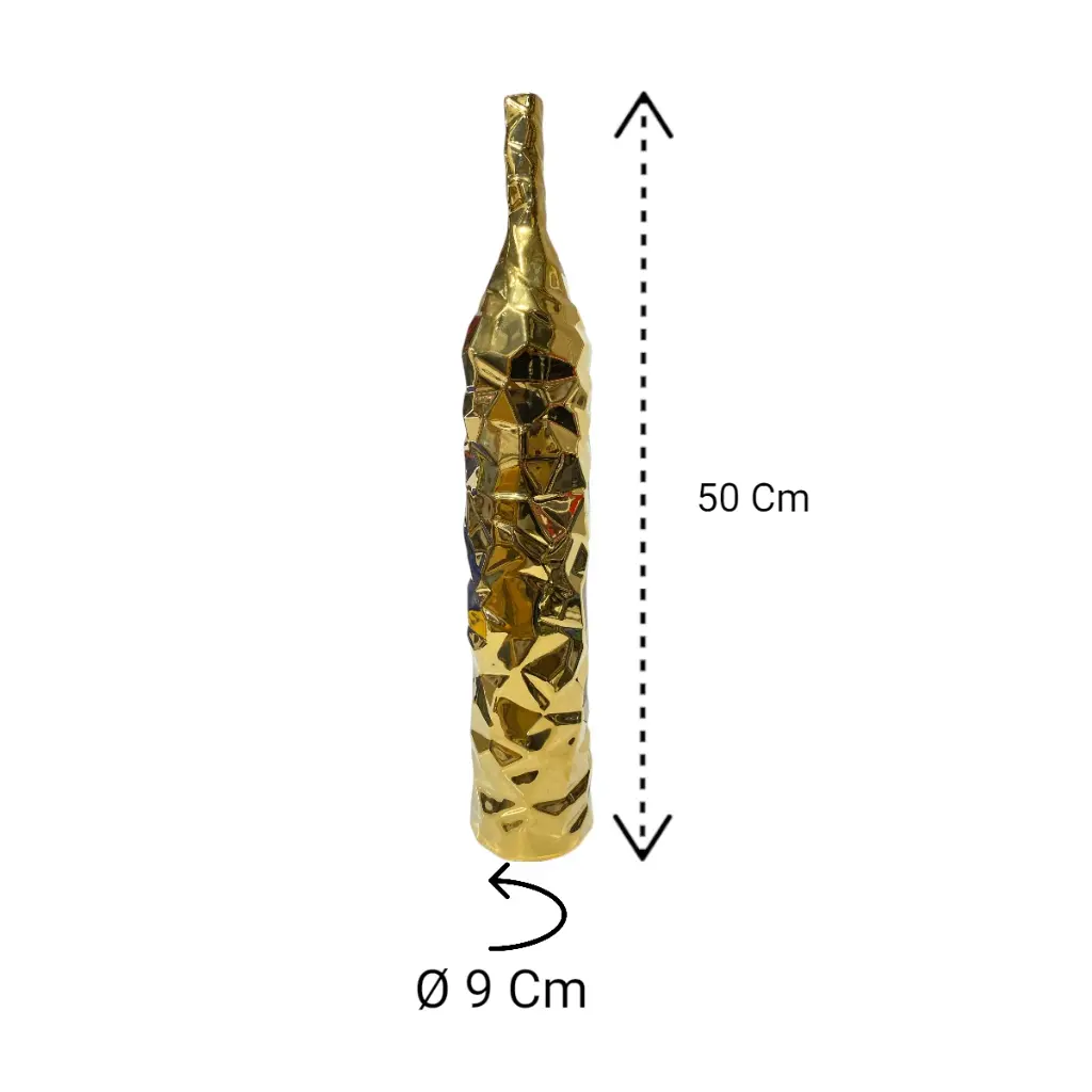 JARRON DE CERAMICA MOTTA DORADO Ø9X50CM