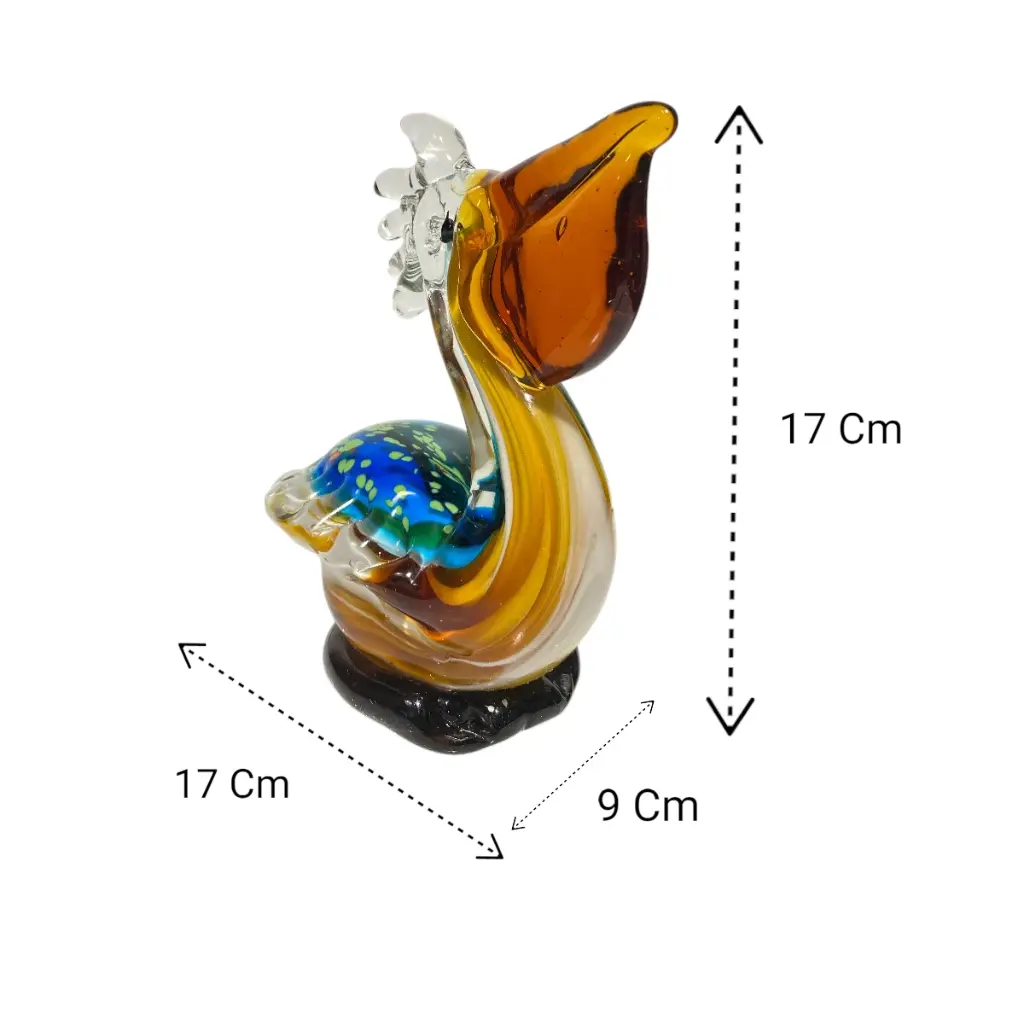 PELICANO DE VIDRIO TIPO MURANO 17X9X17CM