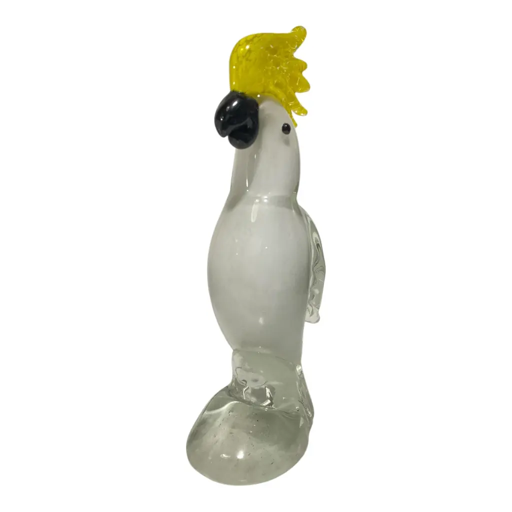 CACATUA DE VIDRIO TIPO MURANO 9X6X22CM